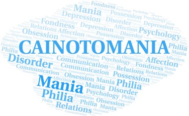 Cainotomania kelime bulut. Yalnızca metinle yapılan mani türü.
