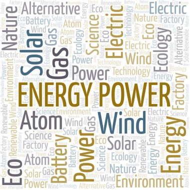 Enerji Güç kelime bulut. Yalnızca metinle yapılan Wordcloud.