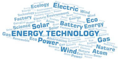 Enerji Teknolojisi kelime bulut. Yalnızca metinle yapılan Wordcloud.