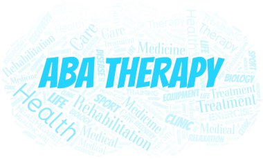 ABA Therapy kelime bulutu. Yalnızca metin ile yapılan wordcloud.