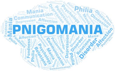 Pnigomania kelime bulutu. Yalnızca metinle yapılan mani türü.