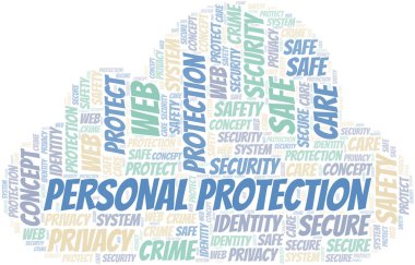 Kişisel Koruma kelime bulut. Yalnızca metinle yapılan Wordcloud.