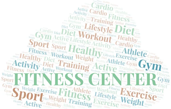 Fitness Center Word Cloud. Wordcloud gjort med endast text. — Stock vektor