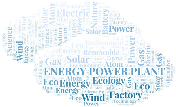 "Energetický shluk energetického elektrárny". Pouze text s textem. — Stockový vektor