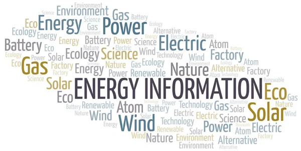 Informazioni sull'energia parola nube. Wordcloud realizzato solo con testo . — Vettoriale Stock