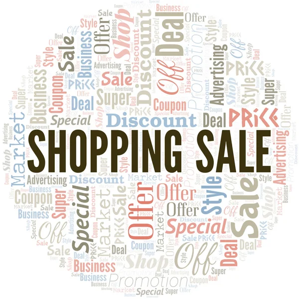 Shopping Vendita Word Cloud. Wordcloud fatto con testo . — Vettoriale Stock