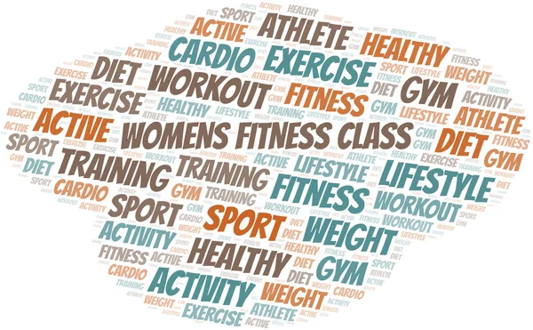 Womens Fitness klass Word Cloud. Wordcloud gjort med endast text. — Stock vektor
