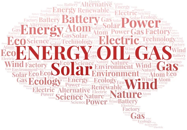 Energy Oil Gas word cloud. Wordcloud made with text only. — Stock Vector