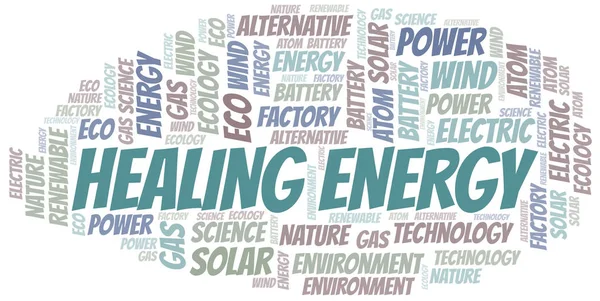 Nuvem de palavras de Energia Curativa. Wordcloud feito apenas com texto . — Vetor de Stock