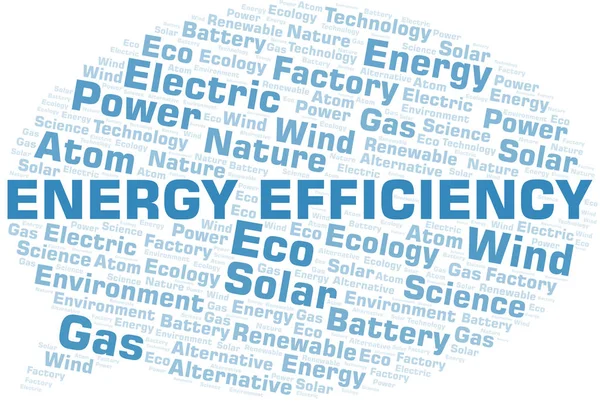 Nuage de mots sur l'efficacité énergétique. Wordcloud fait avec du texte seulement . — Image vectorielle