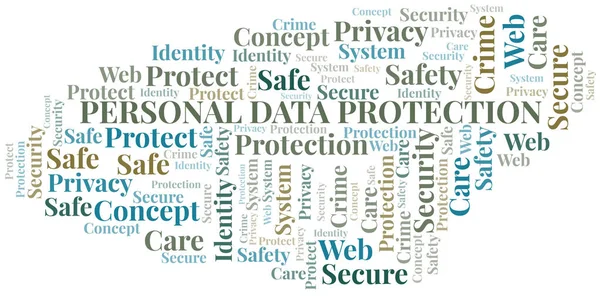 Kişisel Verilerin Korunması kelime bulutu. Yalnızca metinle yapılan Wordcloud.