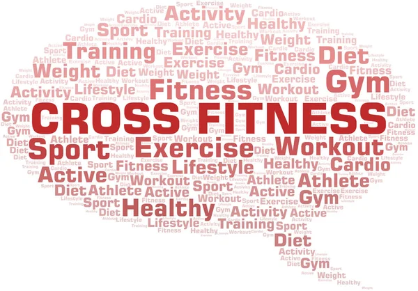Cross Fitness word cloud. Wordcloud made with text only. — Stock Vector