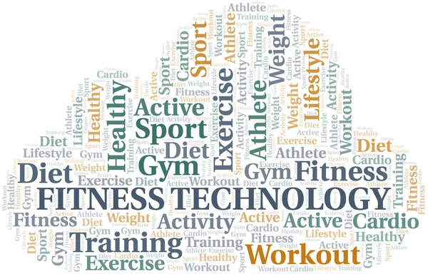 Fitness Technology word cloud. Wordcloud made with text only. — Stock Vector
