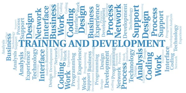 Training And Development word cloud. Wordcloud made with text only. — Stock Vector