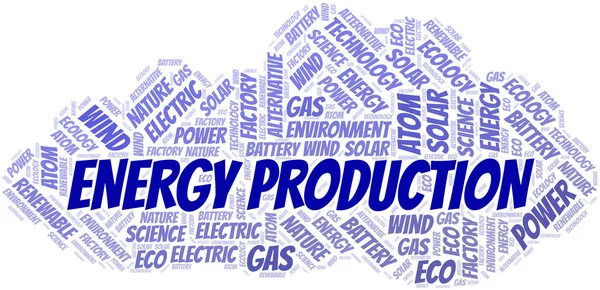 Energy Production word cloud. Wordcloud made with text only. — Stock Vector