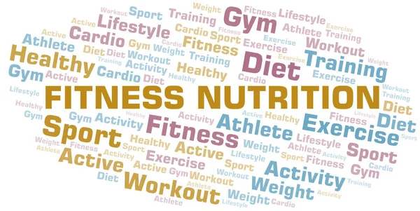 Fitness Nutrition parola nube. Wordcloud realizzato solo con testo . — Vettoriale Stock