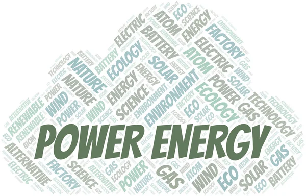 Power Energy Word Cloud. Wordcloud gemaakt met alleen tekst. — Stockvector