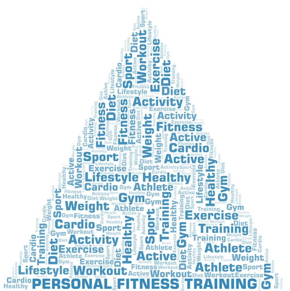 Personal Fitness Treinamento nuvem de palavras. Wordcloud feito apenas com texto . —  Vetores de Stock