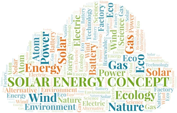 Solenergi koncept Ordmoln. Wordcloud gjort med endast text. — Stock vektor