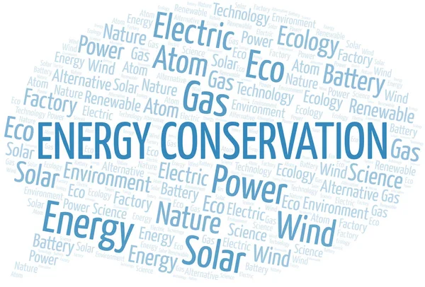 Energy Conservation word cloud. Wordcloud made with text only. — Stock Vector