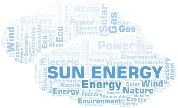 Sun Energy Ordmoln. Wordcloud gjort med endast text. — Stock vektor