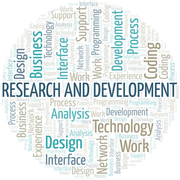 Research And Development word cloud. Wordcloud made with text only. — Stock Vector