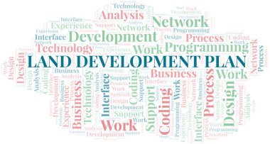 Arazi Kalkınma Planı kelime bulut. Yalnızca metinle yapılan Wordcloud.