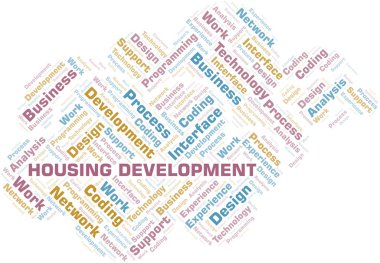 Konut Geliştirme kelime bulut. Yalnızca metinle yapılan Wordcloud.