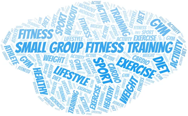 Small Group fitness Training słowo chmura. Wordcloud wykonane tylko z tekstem. — Wektor stockowy