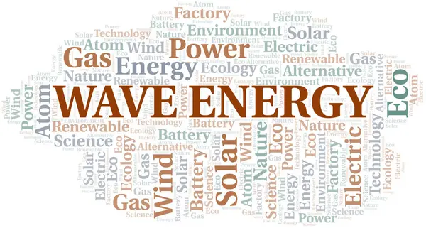 Wave Energy word cloud. Wordcloud made with text only. — Stock Vector