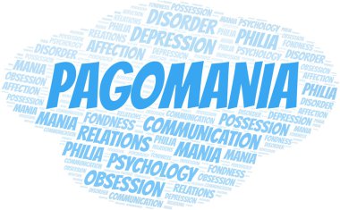 Pagomania kelime bulutu. Yalnızca metinle yapılan mani türü.