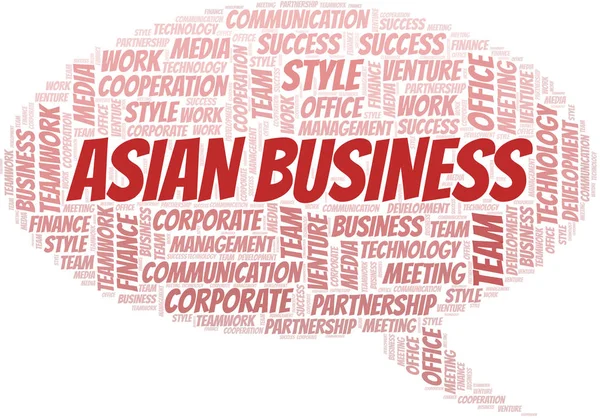 Asiatische Business Word Cloud. Collage nur mit Text. — Stockvektor