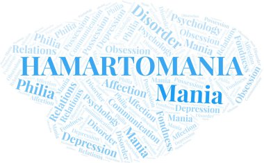 Hamartomania kelime bulutu. Sadece metin ile yapılan Mania türü.