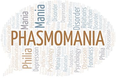 Phasmomania kelime bulutu. Yalnızca metinle yapılan mani türü.