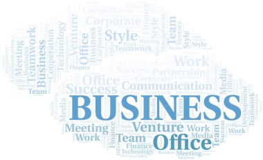 İş kelime bulutu. Sadece metin ile yapılan kolaj.