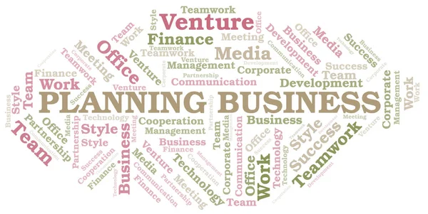 Planejamento Business word cloud. Colagem feita apenas com texto . —  Vetores de Stock