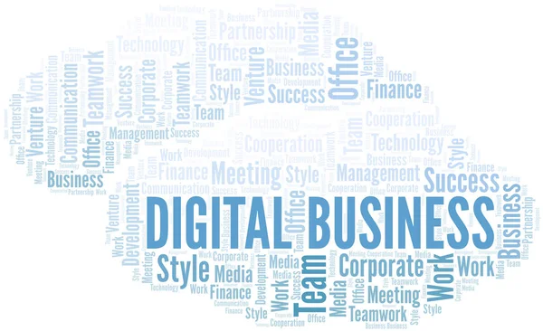 Digital Business word cloud. Collage realizzato solo con testo . — Vettoriale Stock