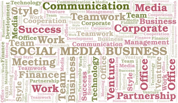 Social Media Business Word Cloud. Collage gemaakt met alleen tekst. — Stockvector