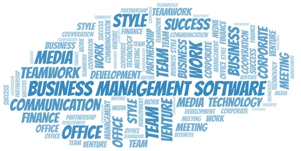 Business Management Software Word Cloud. Collage nur mit Text. — Stockvektor