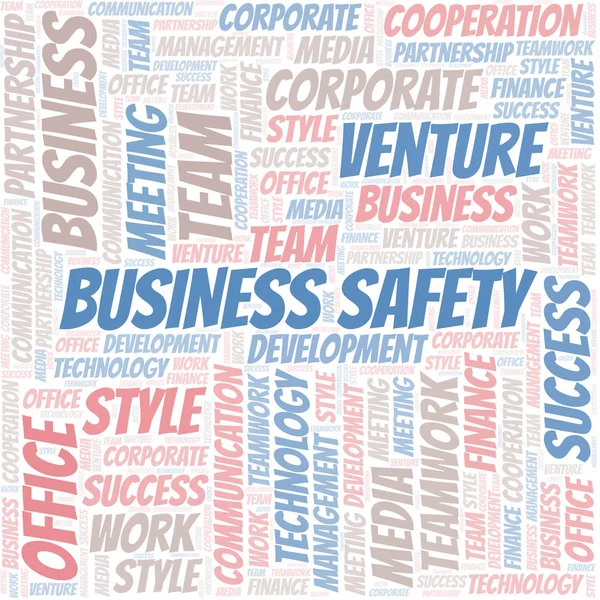Business Safety Word Cloud. Collage gjort med endast text. — Stock vektor