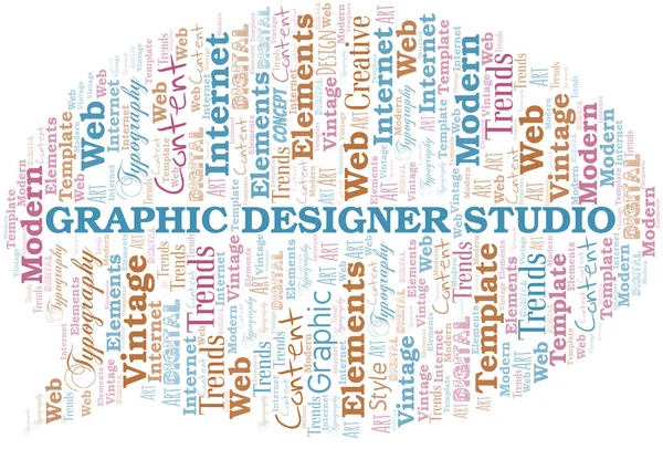 Graphic Designer Studio nuvem de palavras. Wordcloud feito apenas com texto . —  Vetores de Stock