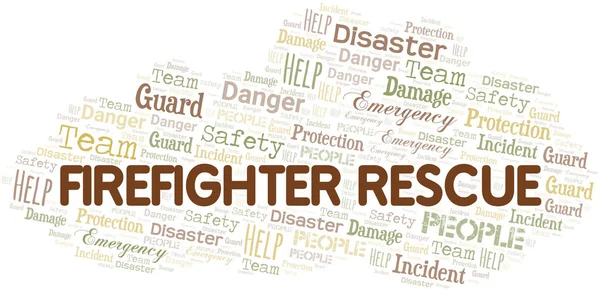 Feuerwehr rettet Wortwolke. Wordcloud mit Text. — Stockvektor