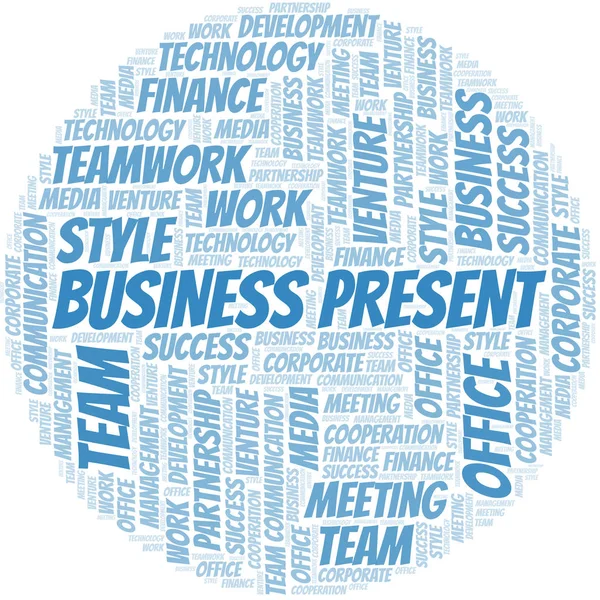 Business present Word Cloud. Collage gemaakt met alleen tekst. — Stockvector