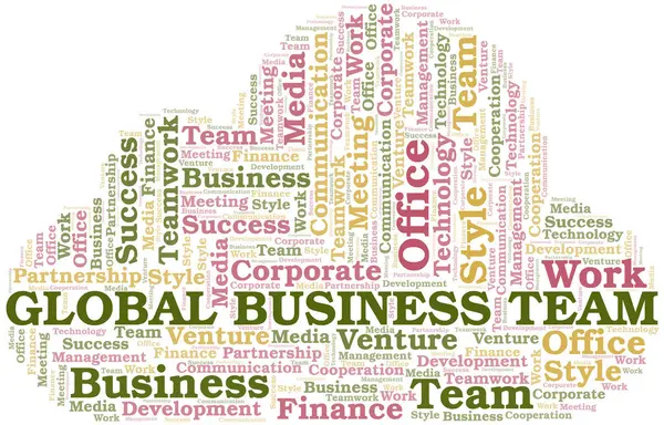 Global Business Team Word Cloud. Collage nur mit Text. — Stockvektor