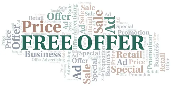 Free Offer nuvem de palavras. Wordcloud feito apenas com texto . —  Vetores de Stock