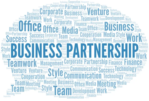 Üzleti partnerség szófelhő. Csak szövegből készült kollázs. — Stock Vector