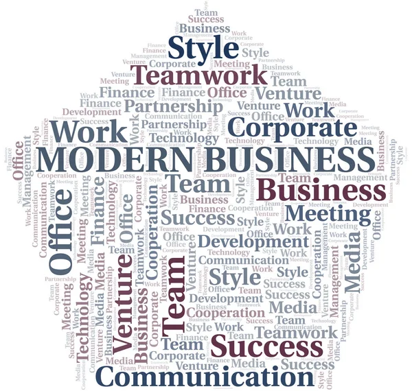 Modern Business word cloud. Collage made with text only. — Stock Vector