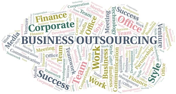 Business Outsourcing word cloud. Collage made with text only. — Stock Vector