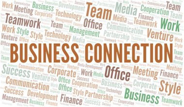 İş bağlantısı kelime bulutu. Sadece metin ile yapılan kolaj.