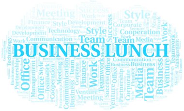 İş Öğle Yemeği kelime bulut. Yalnızca metinle yapılan kolaj.